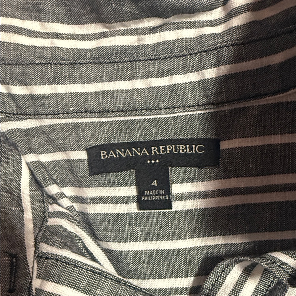Banana Republic Charcoal and White Striped Top